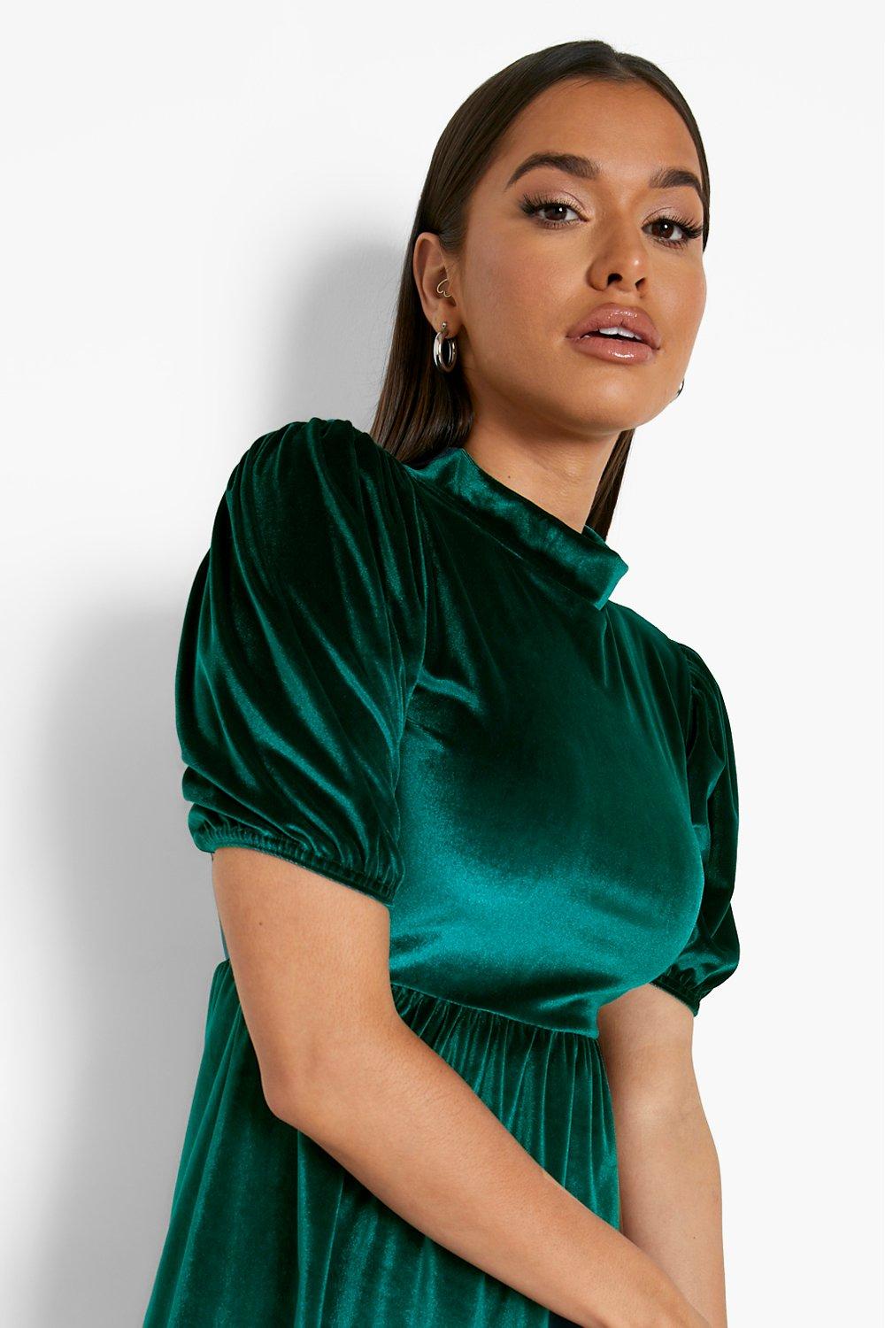 Velvet balloon sleeve store dress